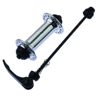 Butuc pedalier fata, pentru bicicleta, ax QR inclus, din aluminiu, argintiu, YTGT-1106