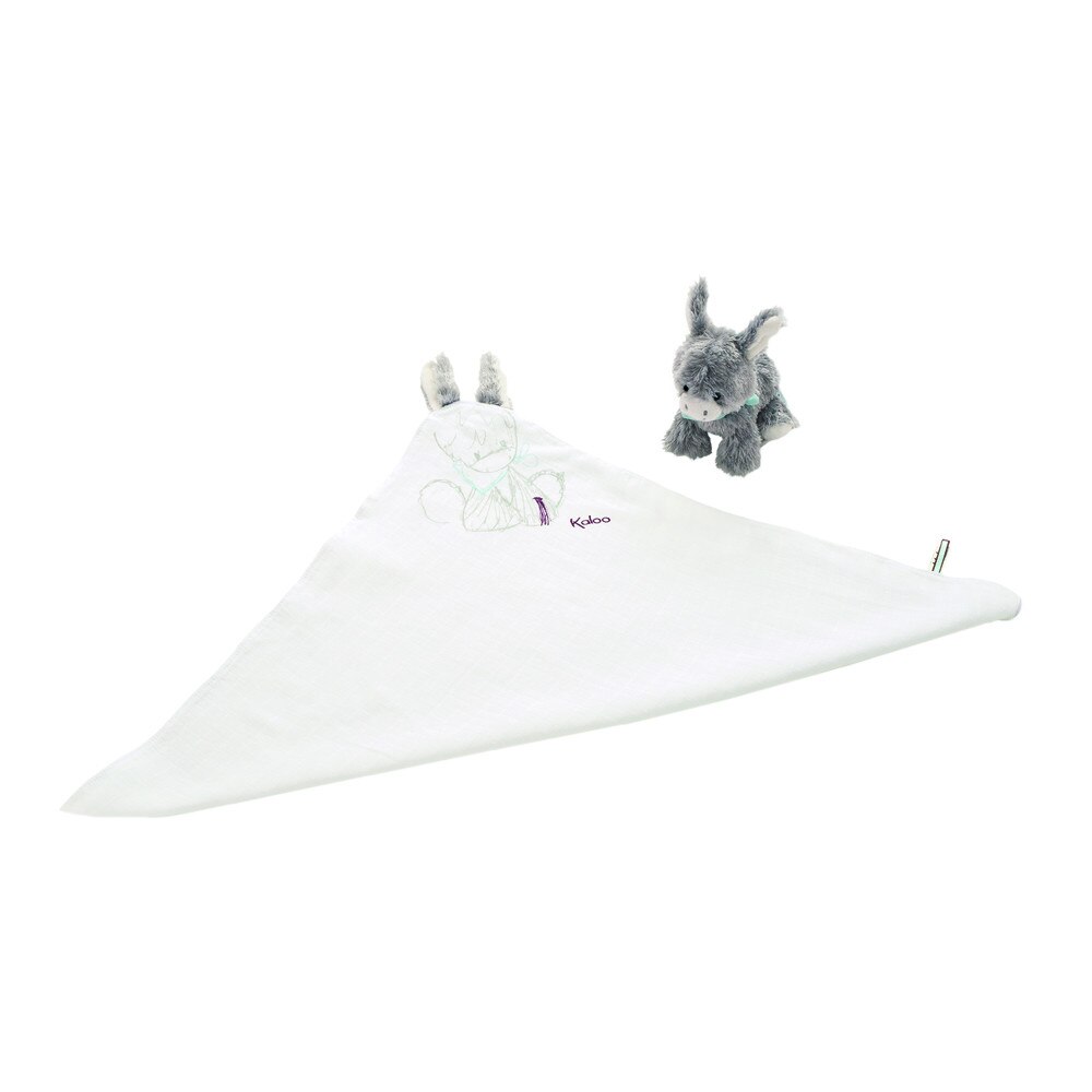 Set prosop alb 45 cm si jucarie de plus magarus gri, Kaloo
