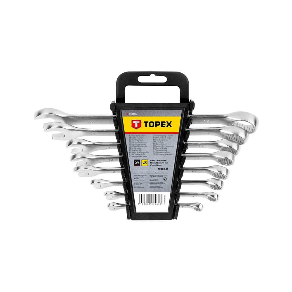 Set de chei combinate fixe/inelare, 6-19 mm, 8 bucati, 35D756, Topex