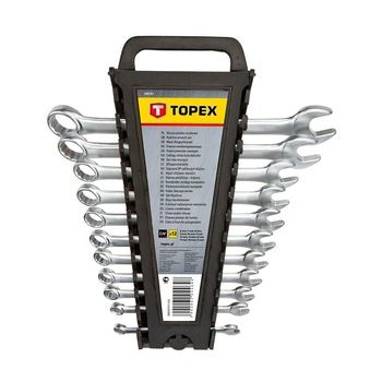 Set de chei combinate fixe/inelare, 6-22 mm, 12 bucati, 35D757, Topex Set de chei combinate fixe/inelare, 6-22 mm, 12 bucati, 35D757, Topex