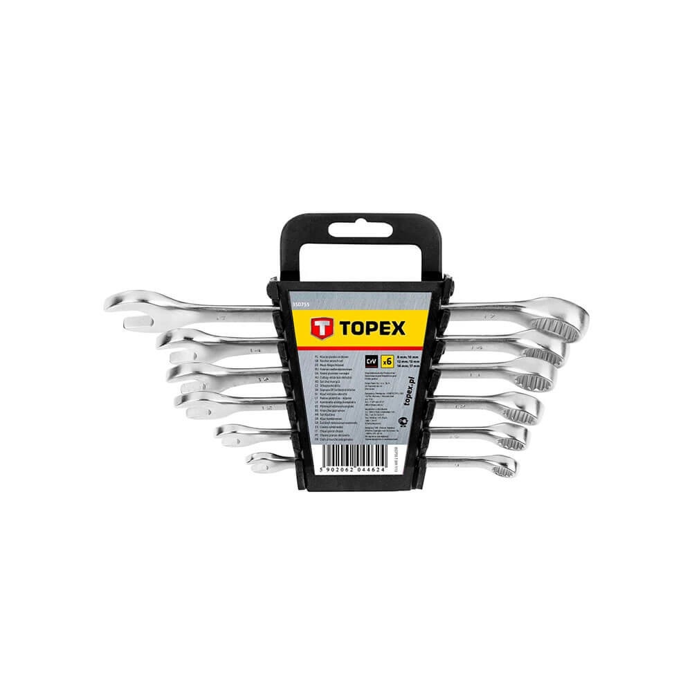 Set de chei combinate fixe/inelare, 8-17 mm, 6 bucati, 35D755, Topex