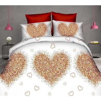 Lenjerie de pat din bumbac satinat dubla pentru pat dublu 4 piese, alb/negru JN411 Lenjerie de pat din bumbac satinat dubla pentru pat dublu 4 piese, alb/negru JN411