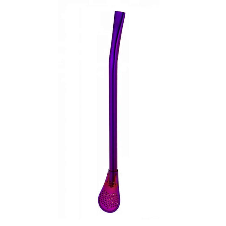 Сламка Whisky Rocks Bombilla, За чай Yerba Mate, Инокс, Виолетов