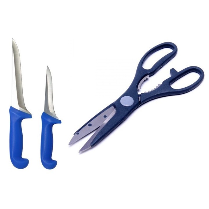 Pachet format din 2 cutite profesionale pentru carne si foarfeca de bucatarie BRT