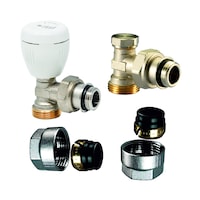 Set robineti calorifer - tur + retur + conectori pentru teava cupru 15 Ivar