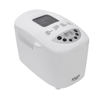 Masina de paine ADLER AD 6019,gluten free, 2 palete framantare, 850 W, 1250 g, 12 Programe, afisaj LCD, Alb Masina de paine ADLER AD 6019,gluten free, 2 palete framantare, 850 W, 1250 g, 12 Programe, afisaj LCD, Alb