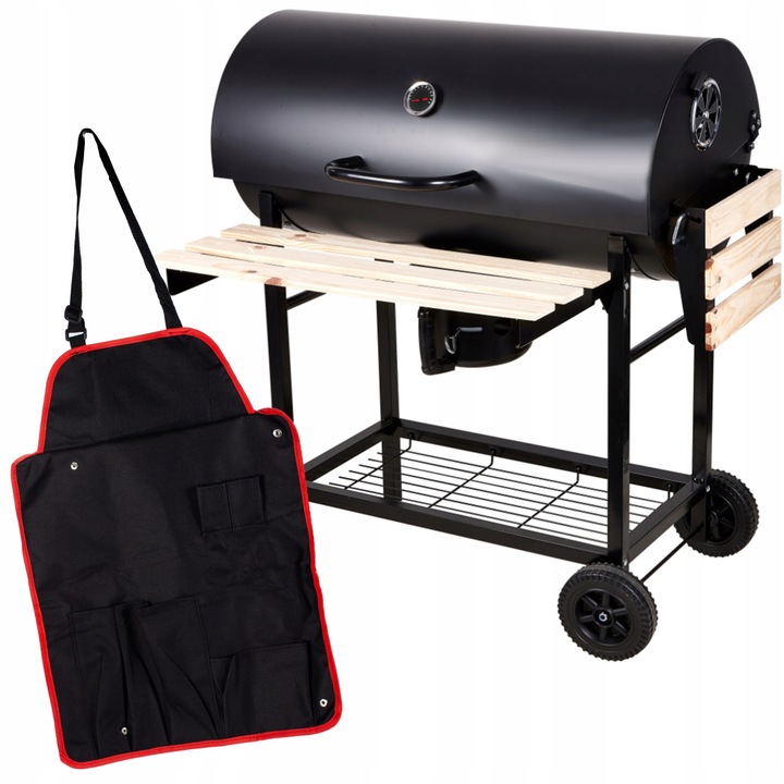 Gratar Mobil MalTec GrillMaster cu Capac, Termometru 0-500 Grade, Rafturi Pliabile si Recipient Cenusa + Sort Cadou