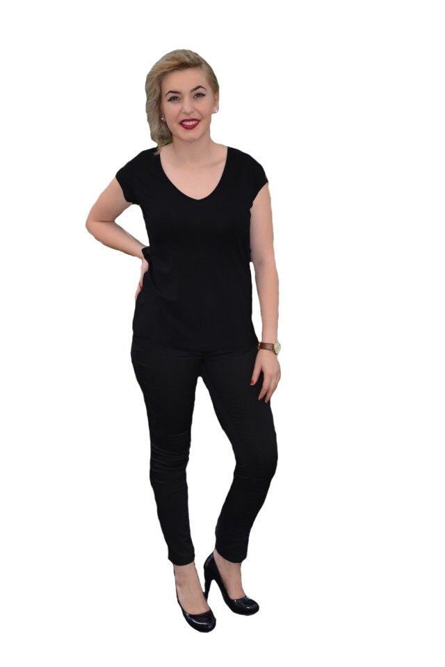 Tricou casual, simplu, lejer de vara,in spate transparent,D&J Exclussive, Negru