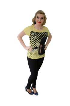 Tricou rafinat, cu croi lejer si maneca scurta pentru vara,cu tul fin,D&J Exclussive, Galben Tricou rafinat, cu croi lejer si maneca scurta pentru vara,cu tul fin,D&J Exclussive, Galben