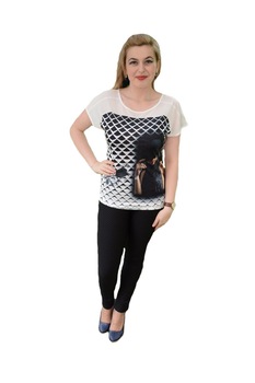 Tricou rafinat, cu croi lejer si maneca scurta pentru vara,cu tul fin,D&J Exclussive, Alb Tricou rafinat, cu croi lejer si maneca scurta pentru vara,cu tul fin,D&J Exclussive, Alb