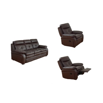 Set Piele Naturala Md. 2991, Canapea 3 locuri extensibila si 2 fotolii cu recliner, Piele naturala suprafata de contact, 3B+1R+1R, maro Set Piele Naturala Md. 2991, Canapea 3 locuri extensibila si 2 fotolii cu recliner, Piele naturala suprafata de contact, 3B+1R+1R, maro