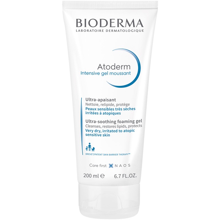 Gel de dus spumant Bioderma Atoderm Intensive pentru piele foarte uscata/atopica, 200 ml
