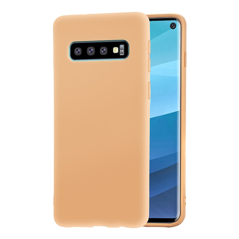 Husa protectie spate silicon pentru Samsung Galaxy S10, bumper ultraslim, Crem, BBL845