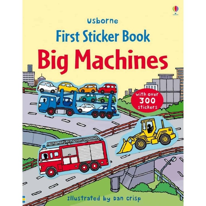 Книга за занимания "Big machines sticker book", 3 години+, Usborne