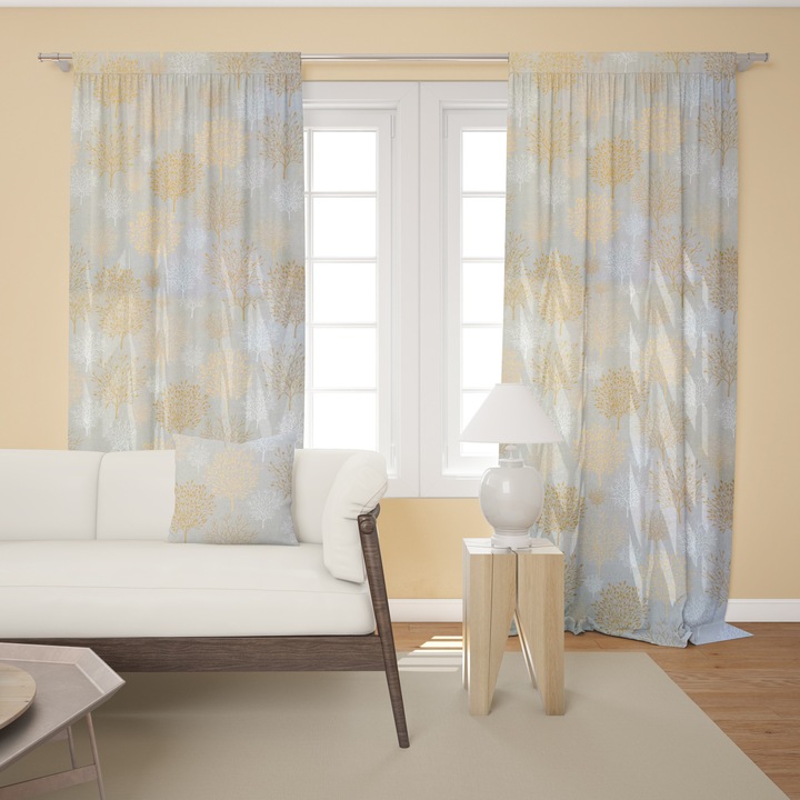 Готова завеса "BREST naranja" с перделък 140х255 см., бежова основа с оранжеви и бели дървета