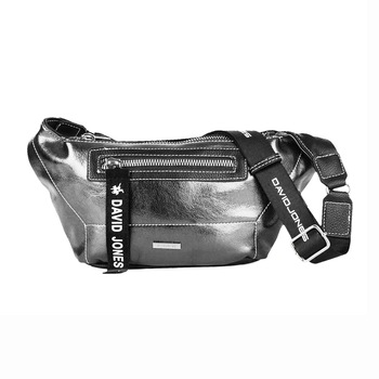 Borseta dama, David Jones, din piele ecologica, argintiu inchis, forma semiluna, 99571119 Borseta dama, David Jones, din piele ecologica, argintiu inchis, forma semiluna, 99571119