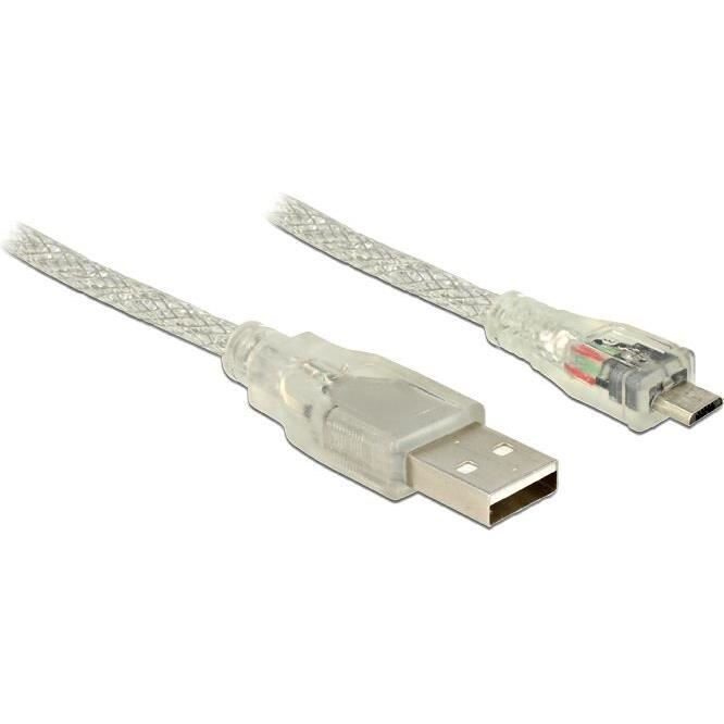Cablu USB 2.0 A tata la USB 2.0 Micro-B tata 1 m transparent - 83898