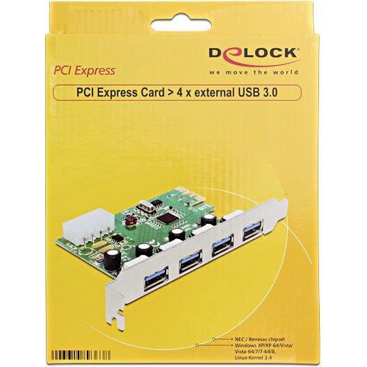Placa PCI Express cu 4 porturi USB 3.0, Delock - 89363