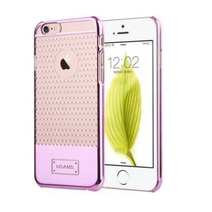 Husa din plastic cu placare in V USAMS pentru Apple iPhone 6 Plus 5.5, 6S Plus 5.5 roz