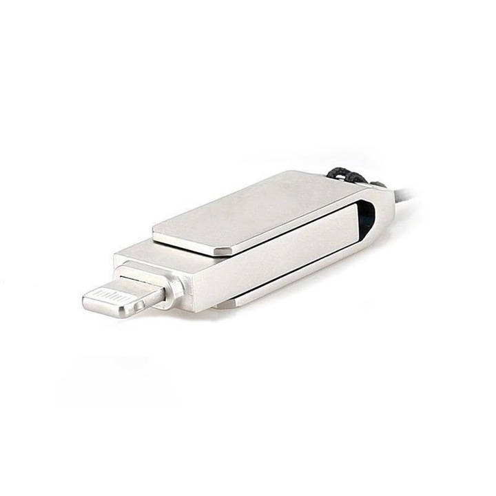 Flash drive 2in1, pentru PC si iPhone, 512GB, argintiu, Gonga