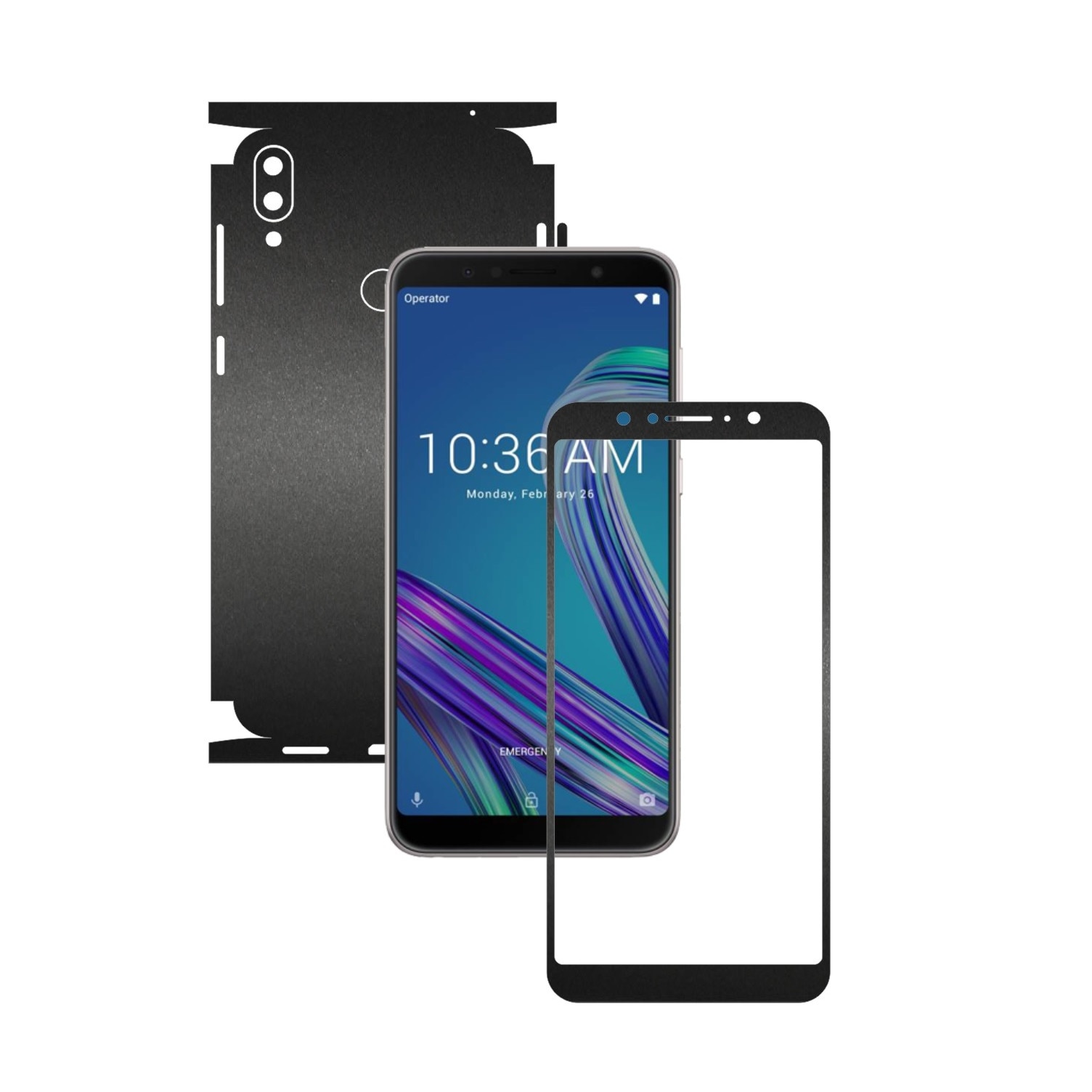 Folie Protectie Carbon Skinz pentru Asus Zenfone Max Pro (M1) - Negru Mat 360 Cut, Skin Adeziv Full Body Cover pentru Rama Ecran, Carcasa Spate si Laterale