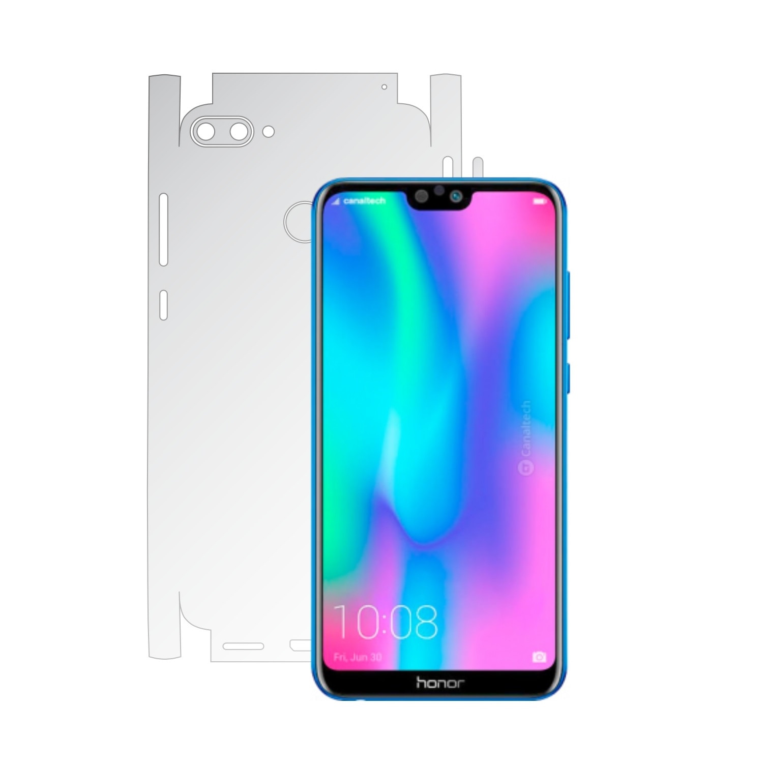 Folie Protectie Spate Invisible Skinz UHD AutoRegeneranta pentru Huawei Honor 9N (9i) 2018 - Folie Siliconica Ultra-Clear cu taiere 360 Cut pentru Carcasa Spate si Laterale, Skin Adeziv Transparent, Edge to Edge Full Case Cover