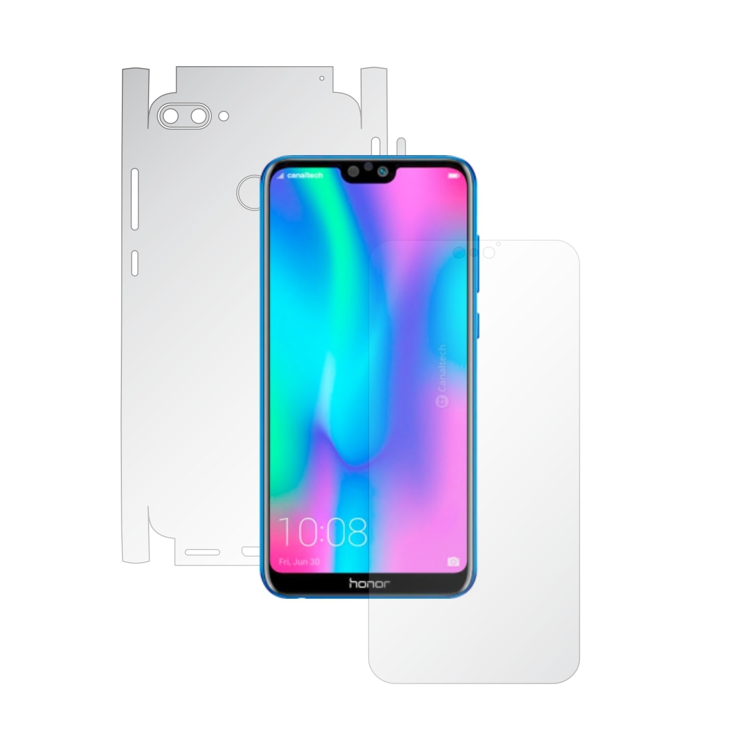 Folie Full Body Invisible Skinz HD pentru Huawei Honor 9N (9i) 2018 - Folie Protectie Siliconica Ultra-Clear cu taiere 360 Cut pentru Ecran, Carcasa Spate si Laterale, Skin Adeziv Transparent, Edge to Edge Cover