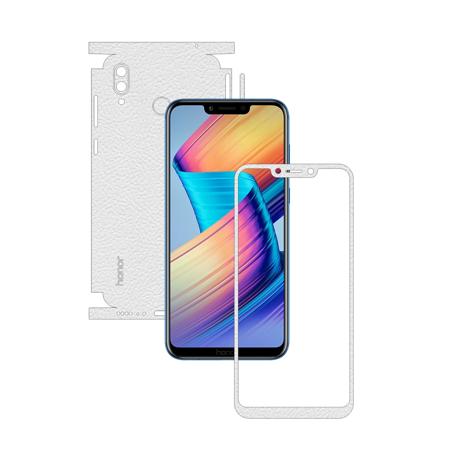 Folie Protectie Carbon Skinz pentru Huawei Honor Play - Piele Alba 360 Cut, Skin Adeziv Full Body Cover pentru Rama Ecran, Carcasa Spate si Laterale