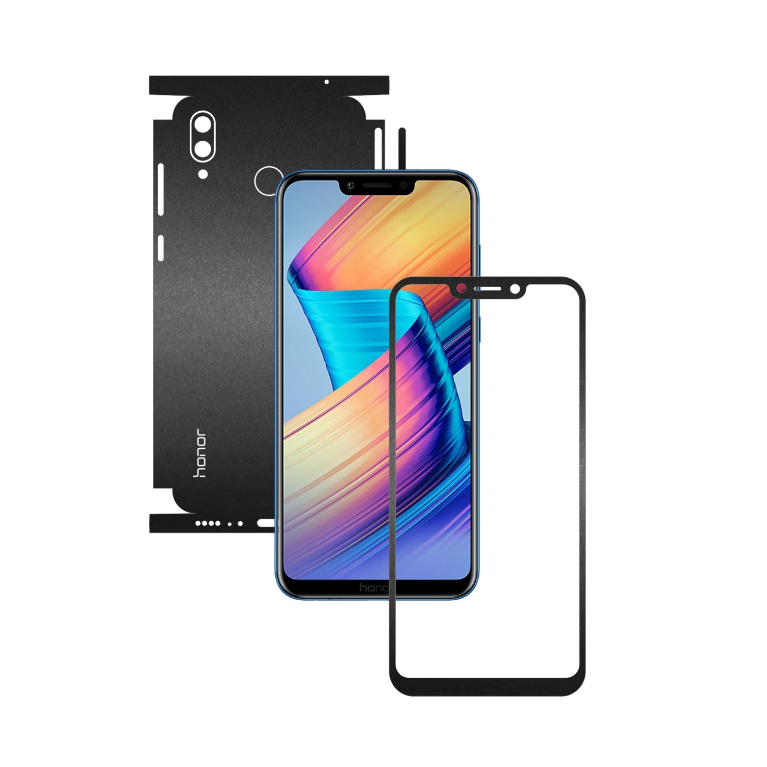 Folie Protectie Carbon Skinz pentru Huawei Honor Play - Negru Mat 360 Cut, Skin Adeziv Full Body Cover pentru Rama Ecran, Carcasa Spate si Laterale