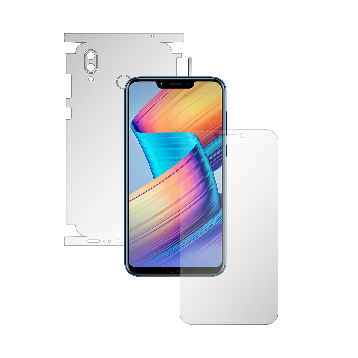 Folie Full Body Invisible Skinz HD pentru Huawei Honor Play - Folie Protectie Siliconica Ultra-Clear cu taiere 360 Cut pentru Ecran, Carcasa Spate si Laterale, Skin Adeziv Transparent, Edge to Edge Cover
