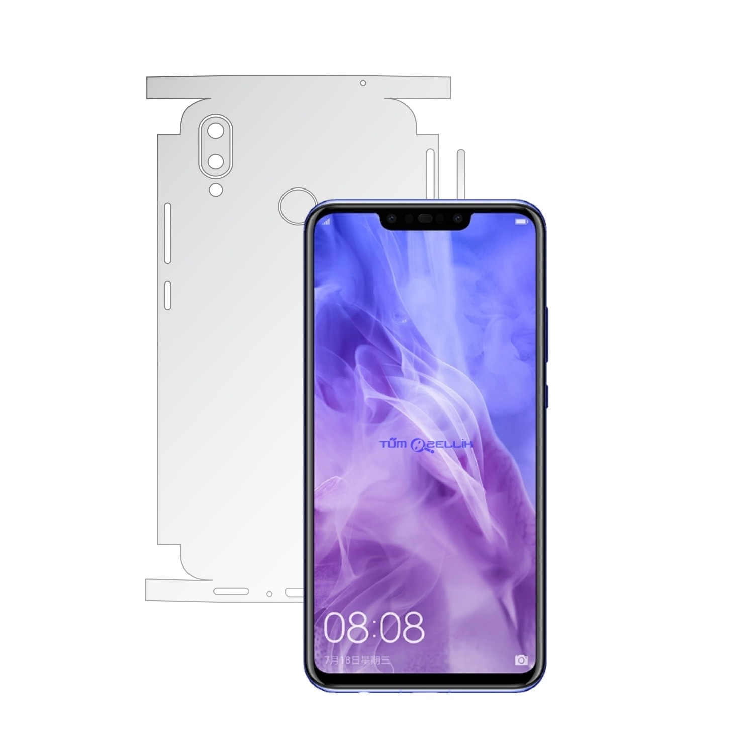 Folie Protectie Spate Invisible Skinz HD pentru Huawei P Smart+ Plus (Nova 3i) - Folie Siliconica Ultra-Clear cu taiere 360 Cut pentru Carcasa Spate si Laterale, Skin Adeziv Transparent, Edge to Edge Full Case Cover