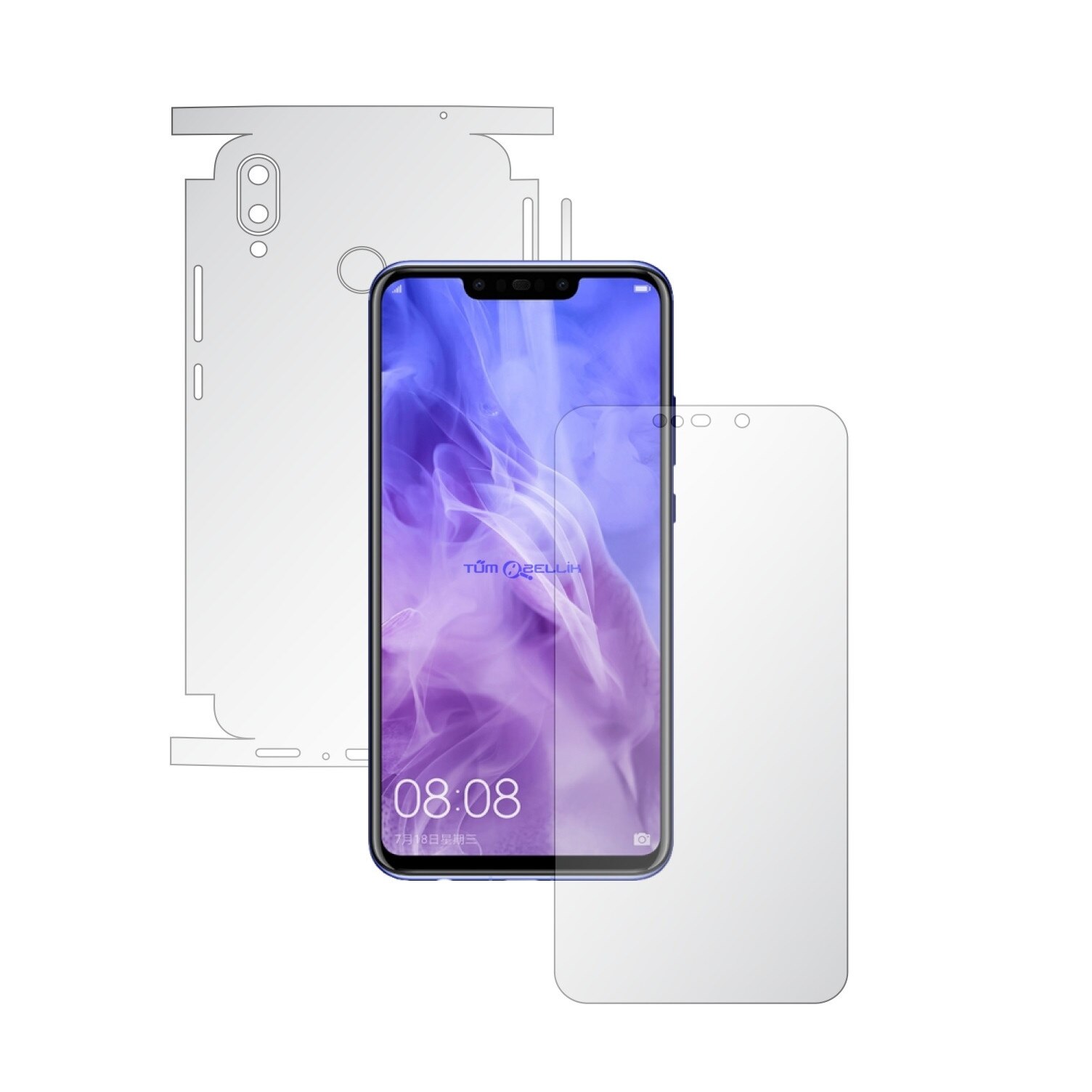 Folie Full Body Invisible Skinz UHD AutoRegeneranta pentru Huawei P Smart+ Plus (Nova 3i) - Folie Protectie Siliconica Ultra-Clear cu taiere 360 Cut pentru Ecran, Carcasa Spate si Laterale, Skin Adeziv Transparent, Edge to Edge Cover