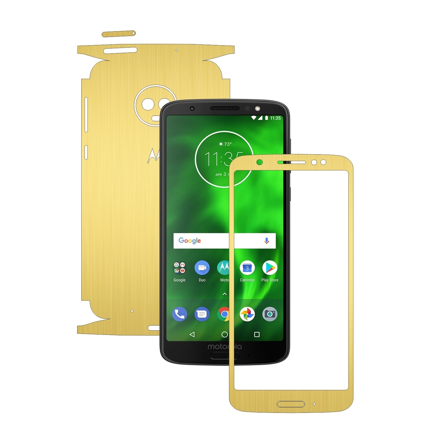 Folie Protectie Carbon Skinz pentru Motorola Moto G6 - Brushed Auriu 360 Cut, Skin Adeziv Full Body Cover pentru Rama Ecran, Carcasa Spate si Laterale