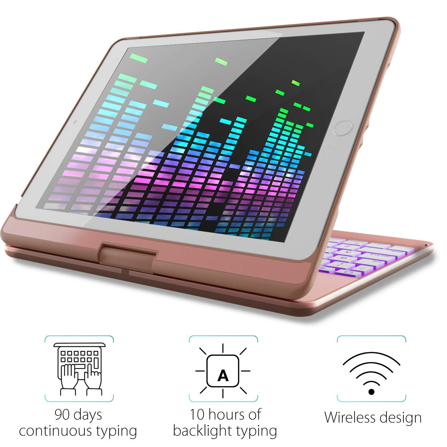 Husa Tableta Tastatura Apple Ipad 1St Generation 9.7" Air 1 Smartbook Keypad ofera protectie Luxury Rotire 360 Rose