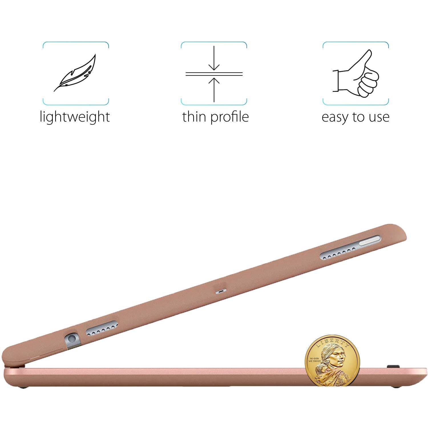 Husa Tableta Tastatura Apple Ipad 1St Generation 9.7" Air 1 Smartbook Keypad ofera protectie Luxury Rotire 360 Rose