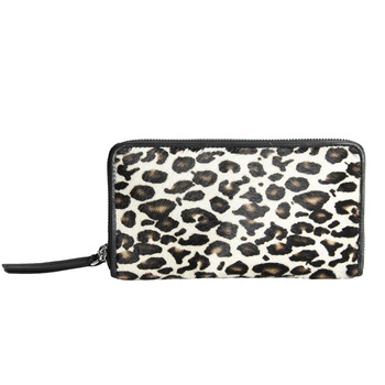 Portofel dama din piele naturala, Dellaconte, Leopard Alb Portofel dama din piele naturala, Dellaconte, Leopard Alb