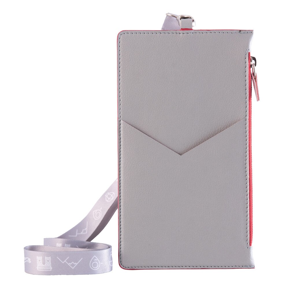 Portofel calatorie e-store, piele, gri