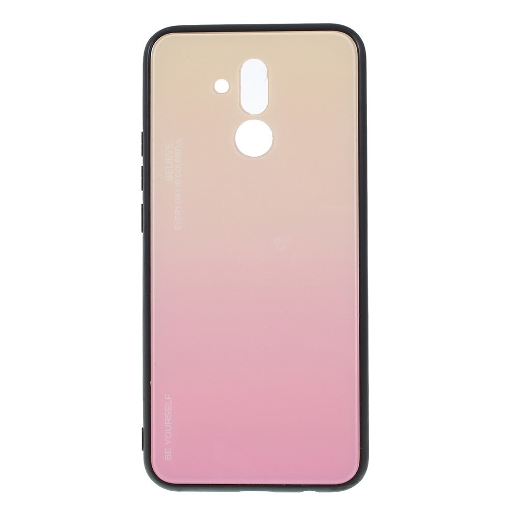 Husa Huawei Mate 20 Lite - Sticla Spate si Margini Silicon, Degrade, Auriu/Roz
