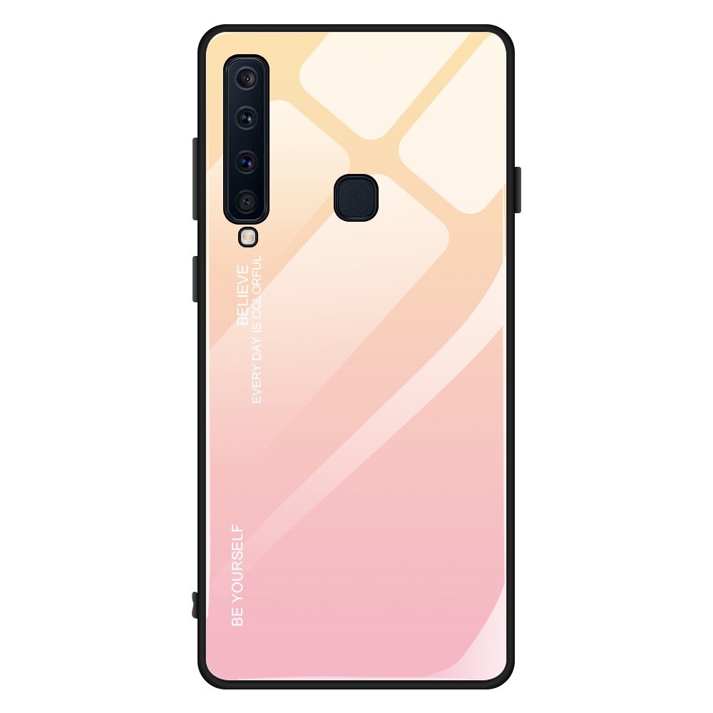 Husa Samsung Galaxy A9 (2018) - Sticla Spate si Margini Silicon, Degrade, Auriu/Roz