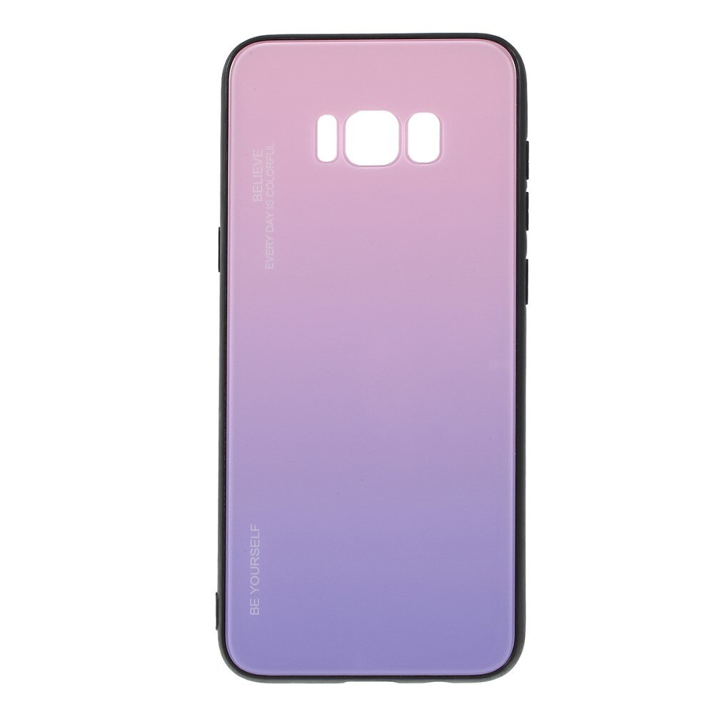 Husa Samsung Galaxy S8 Plus - Sticla Spate si Margini Silicon, Degrade, Roz/Bleu