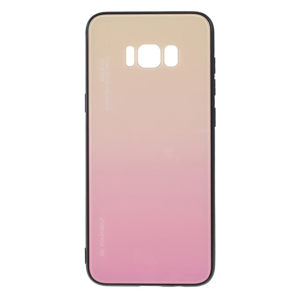 Husa Samsung Galaxy S8 Plus - Sticla Spate si Margini Silicon, Degrade, Auriu/Roz