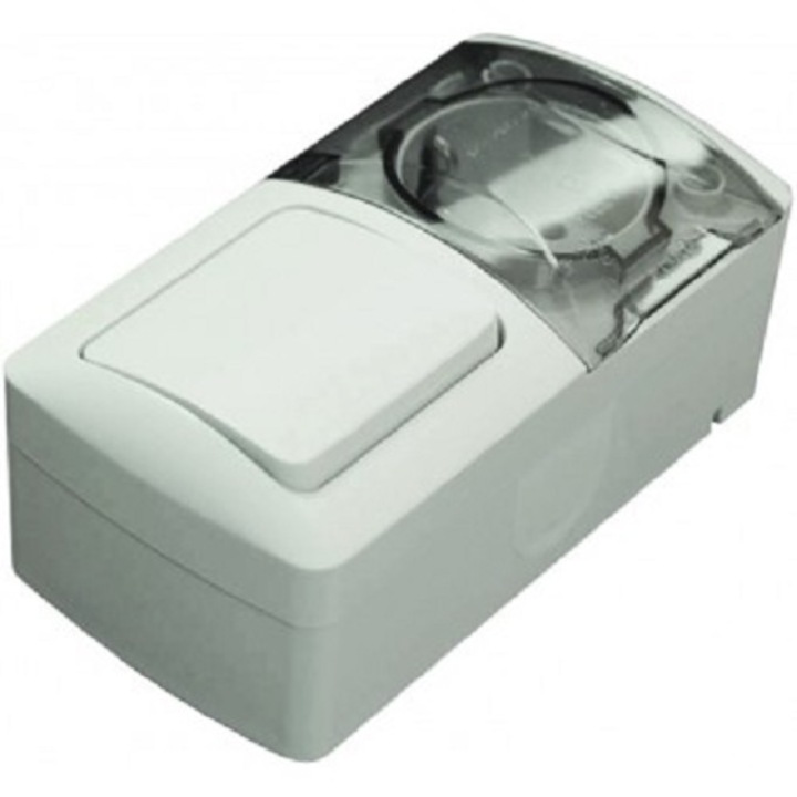 Priza simpla cu capac + Intrerupator simplu EL-BI Eva gri