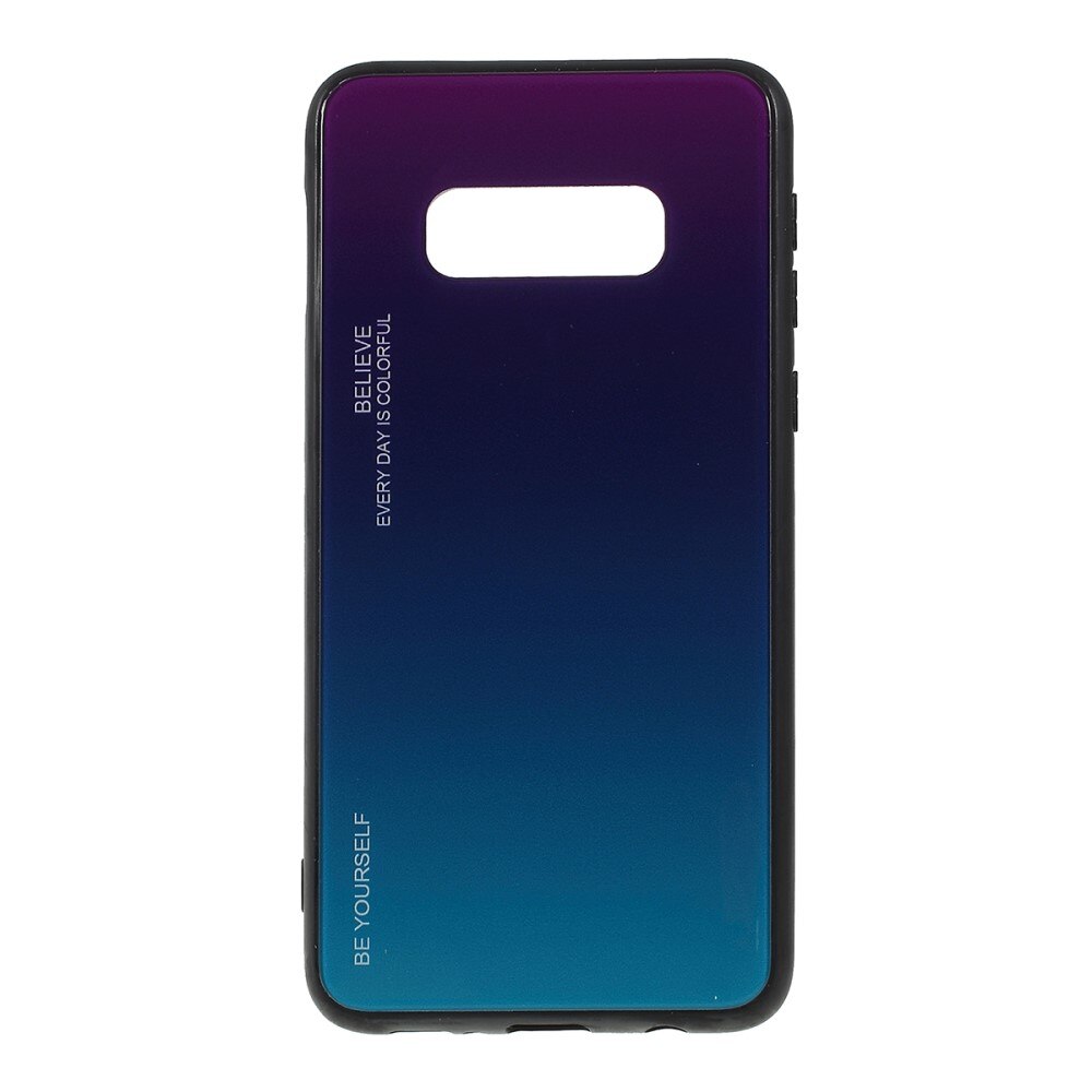 Husa Samsung Galaxy S10e - Sticla Spate si Margini Silicon, Degrade,Violet/Bleu