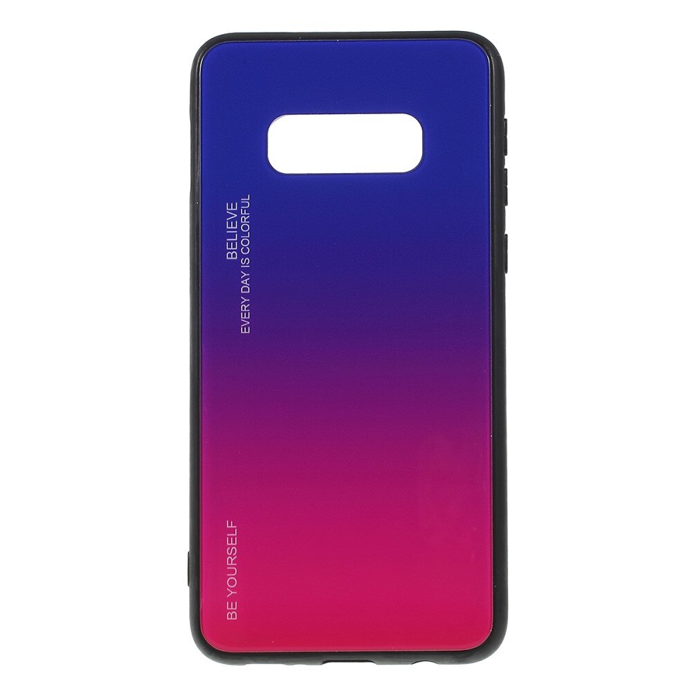 Husa Samsung Galaxy S10e - Sticla Spate si Margini Silicon, Degrade, Albastra/Purpurie