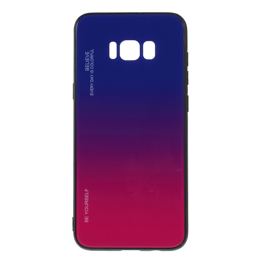 Husa Samsung Galaxy S8 Plus - Sticla Spate si Margini Silicon, Degrade, Albastra/Purpurie