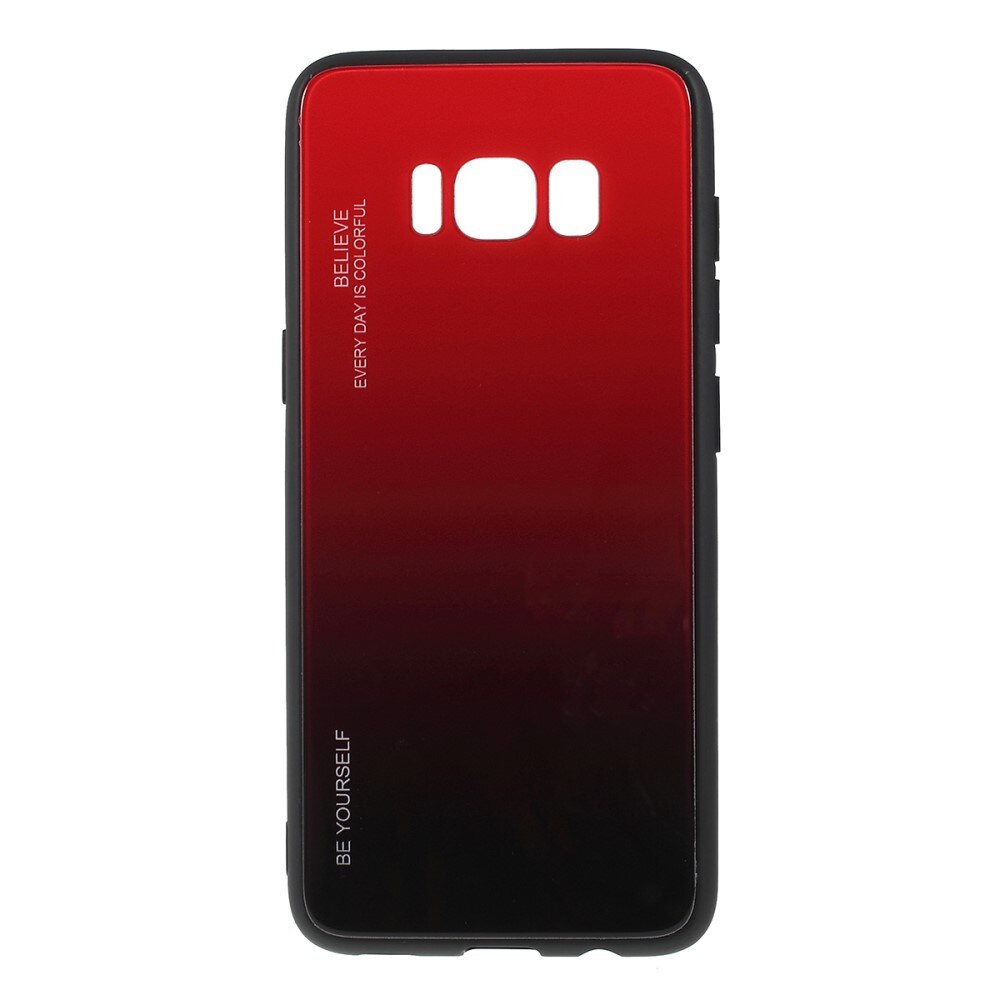 Husa Samsung Galaxy S8 - Sticla Spate si Margini Silicon, Degrade, Rosie/Neagra