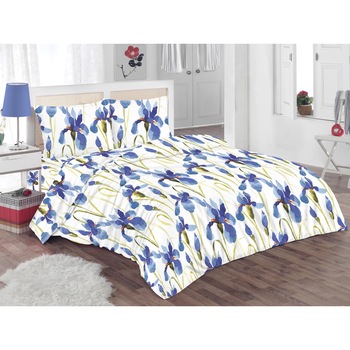 Lenjerie de pat pentru doua persoane Kring Pastel, bumbac 100%, 132TC, Grass Lily Lenjerie de pat pentru doua persoane Kring Pastel, bumbac 100%, 132TC, Grass Lily