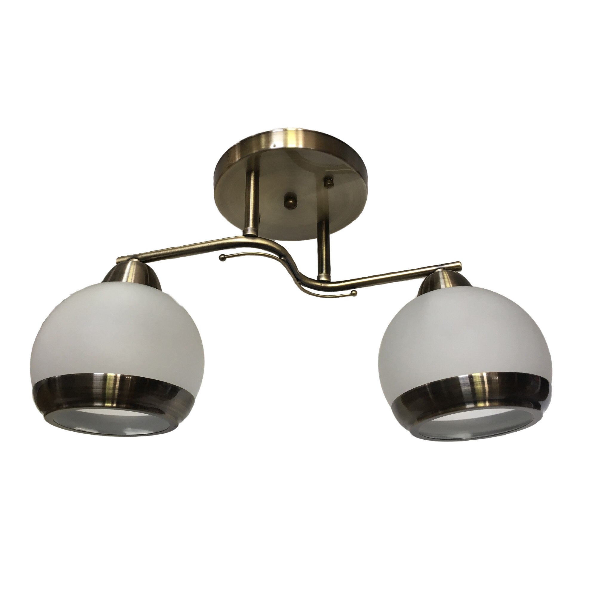 Lustra dc 8188/2, schelet metalic antichizat, abajur alb mat, 2*E27