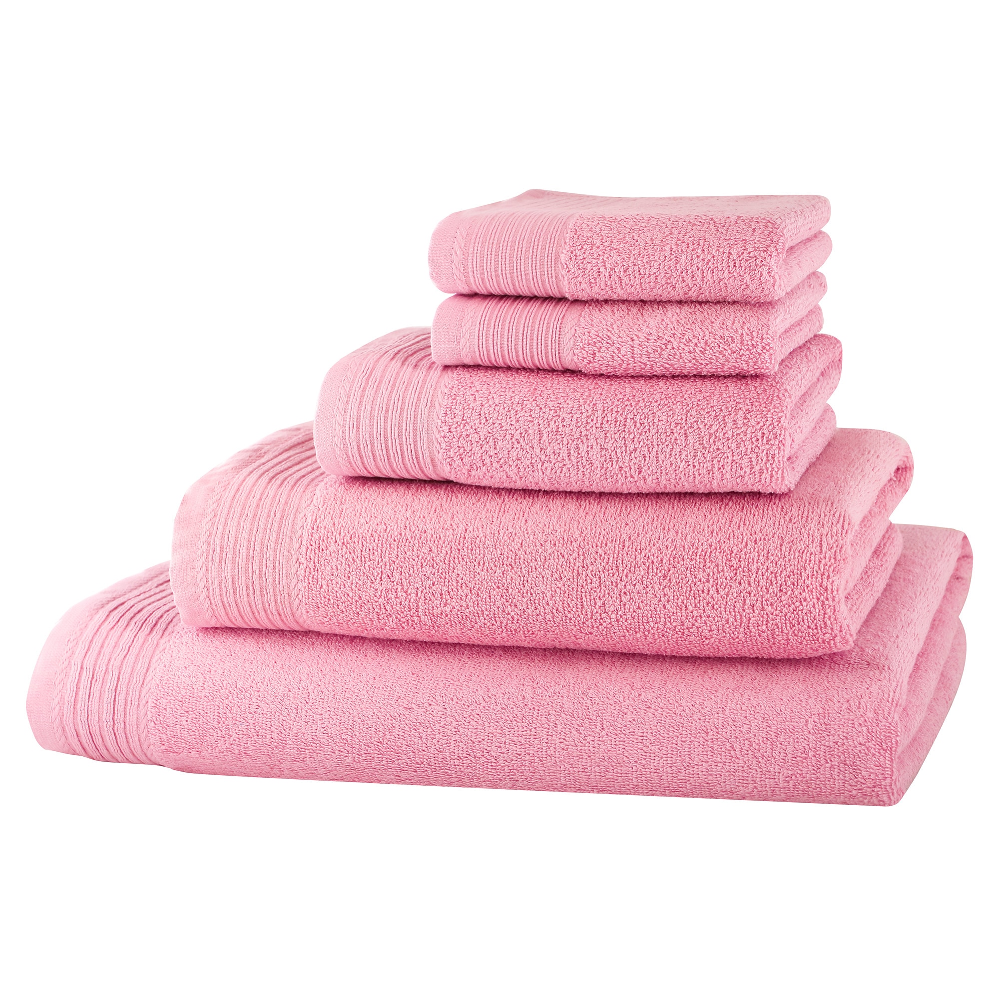 Set baie 5 prosoape Classic Collection, Roz deschis, 100% bumbac Terry Selection