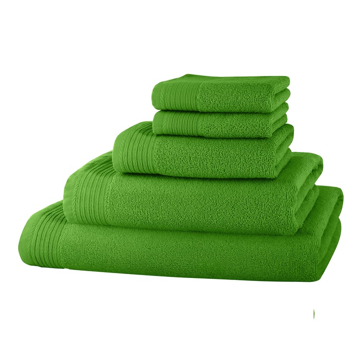 Set baie 5 prosoape Classic Collection, Verde lime, 100% bumbac Terry Selection